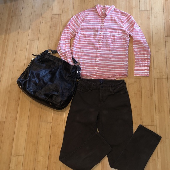 J.Crew Salmon Striped Collared Shirt - Picture 2 of 10